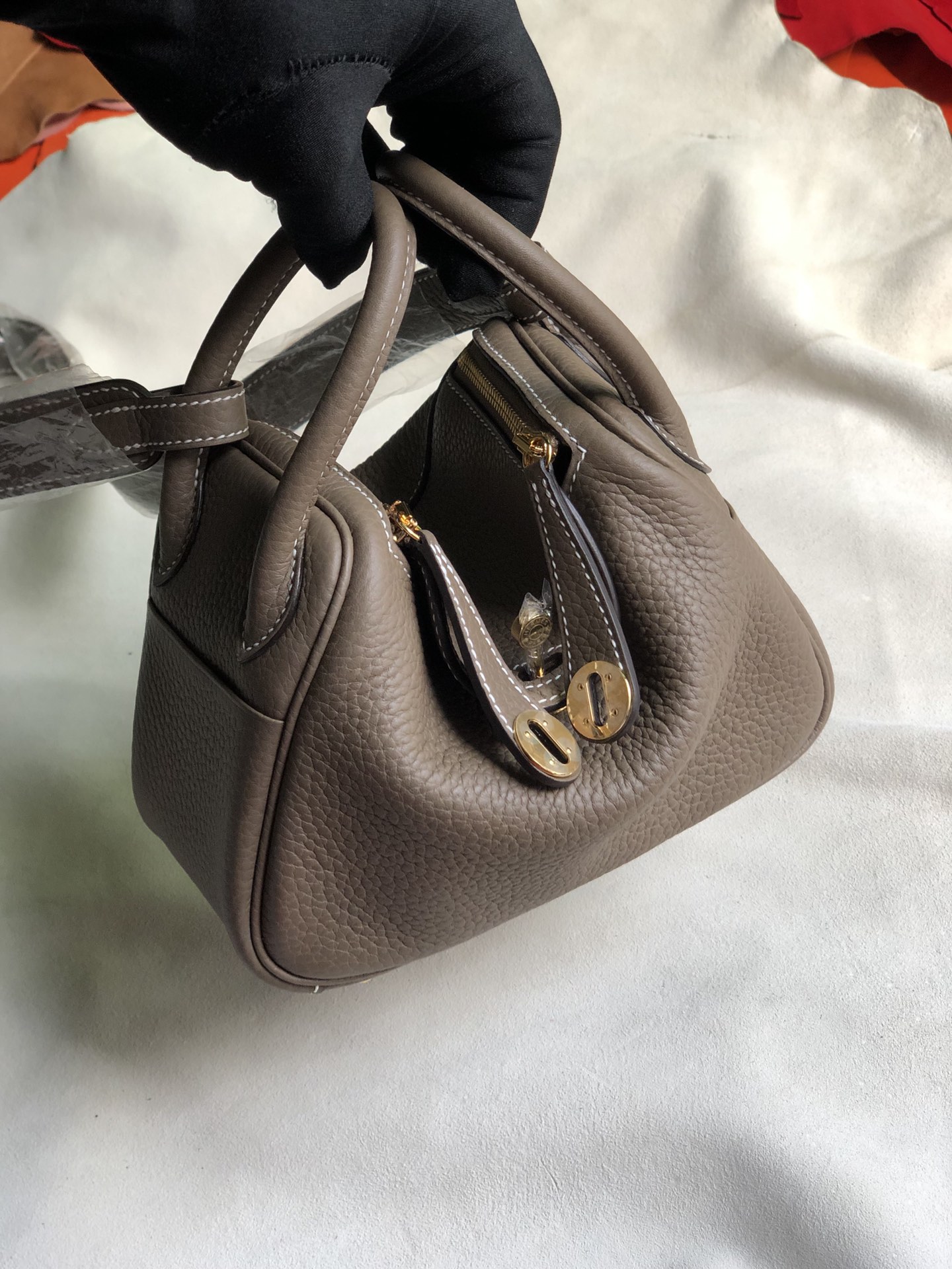 에르메스 미니 린디백 에토프 금장 끌레망스 가죽